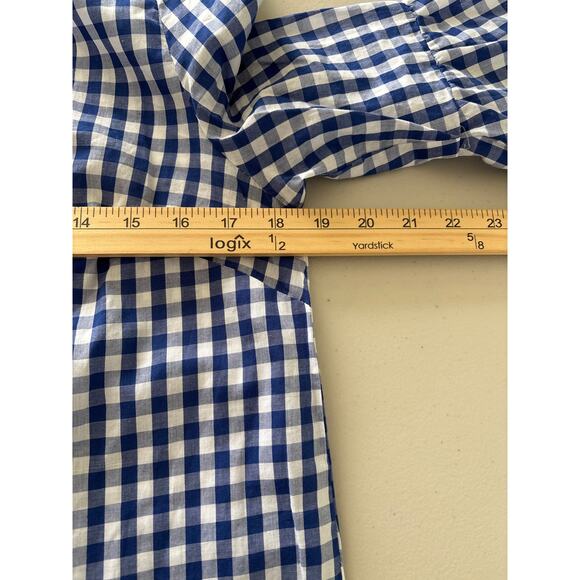 Chelsea & Theodore Women Small Checkered Bell Sleeve Floral Embroidered Dress - Picture 5 of 11